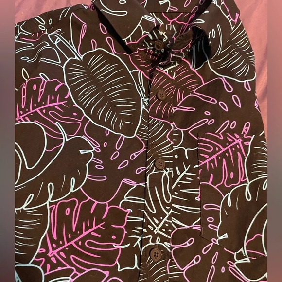 Hurley Mens Hawaiian Floral Pocket Button Down Shirt Short Sleeve Size Small - Picture 4 of 9